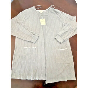 Blu Pepper Perch Sz 2XL Cozy Life Ribbed Knit Lounge Cardigan Boho Grey NWT